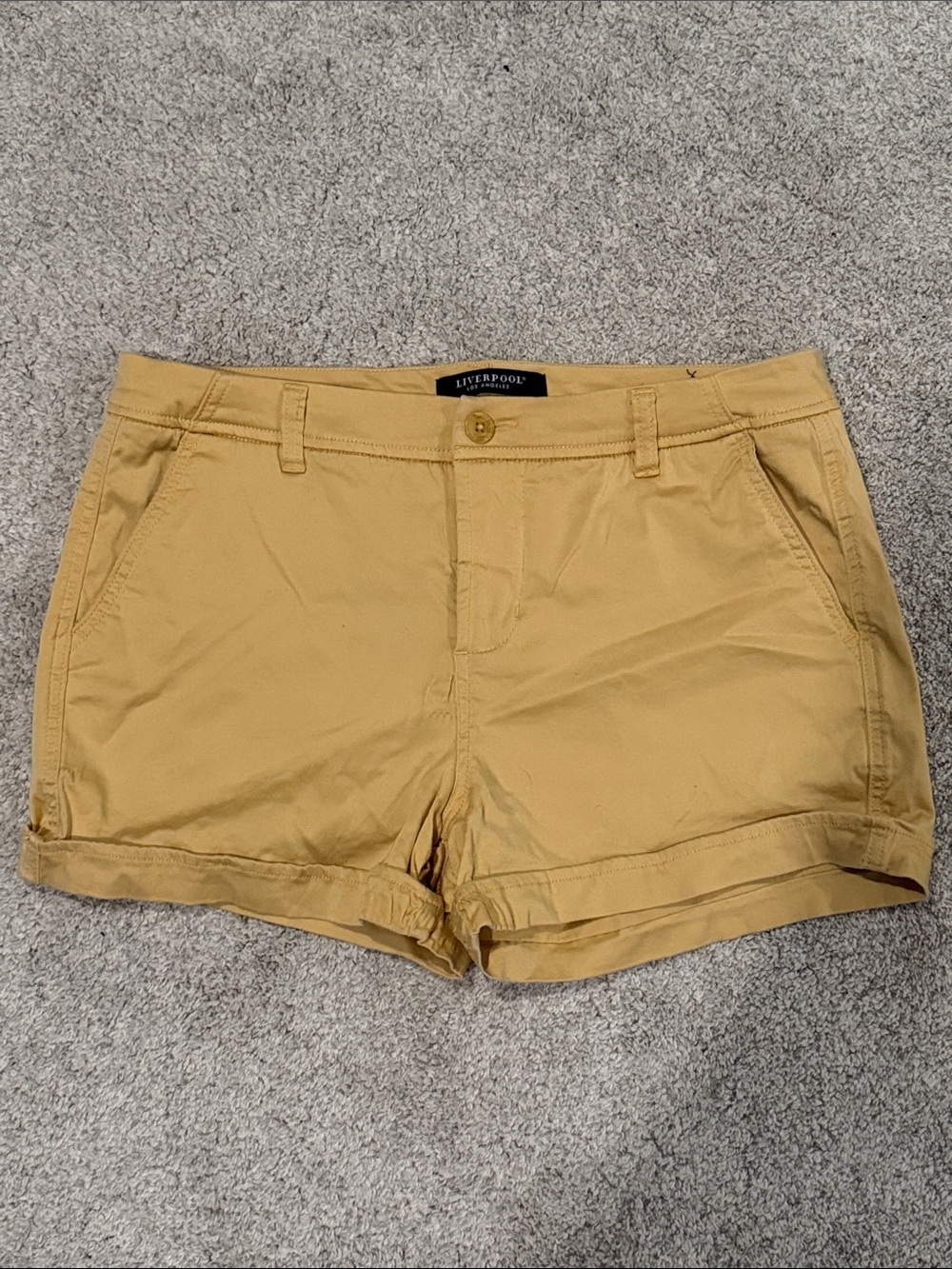 Liverpool Mustard Yellow Women's Cuffed Shorts